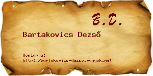 Bartakovics Dezső névjegykártya