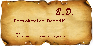 Bartakovics Dezső névjegykártya